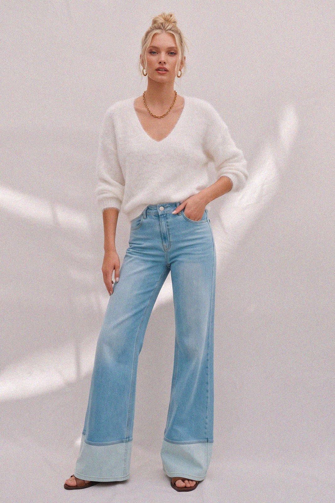 PREMIUM MID RISE CUFFED FULL LENGTH JEANS W2442PIB
