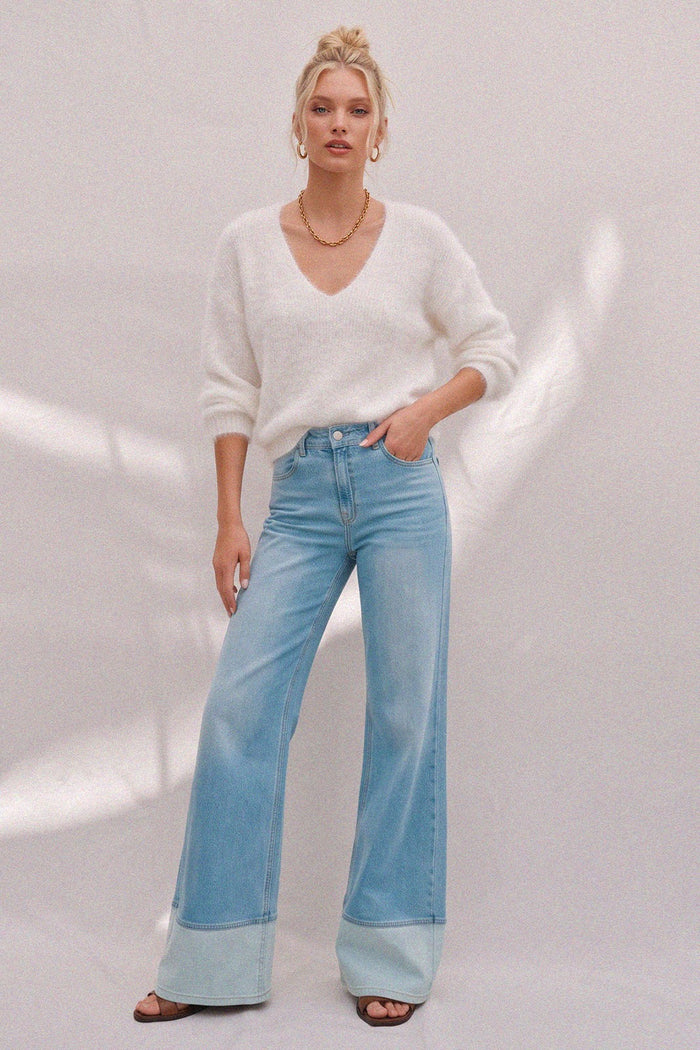 PREMIUM MID RISE CUFFED FULL LENGTH JEANS W2442PIB