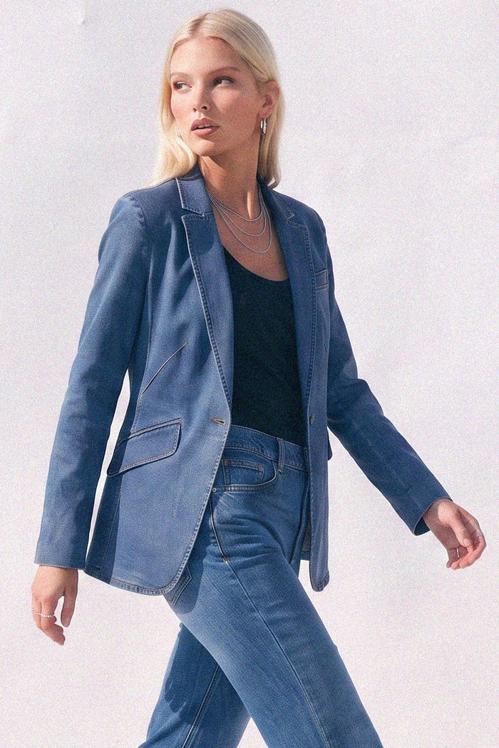 PREMIUM STRUCTURED LINED DENIM BLAZER W6440JIA