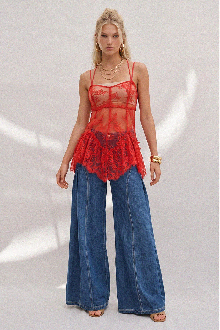 RUFFLED LACE CAMI TUNIC W1550TIA