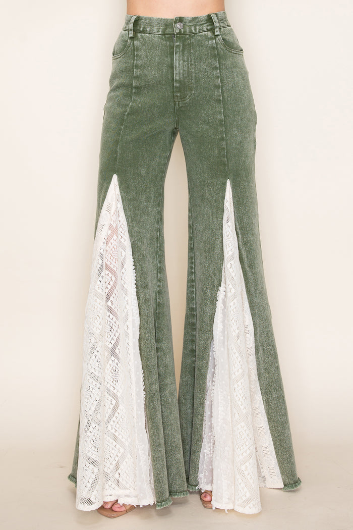 LACE DETAIL WIDE LEG JEANS W2481PIA