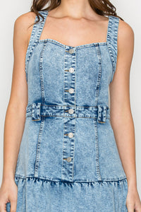 BOHO PREMIUM DENIM TIERED DRESS W3328DIA