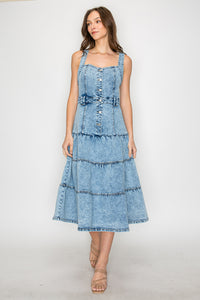 BOHO PREMIUM DENIM TIERED DRESS W3328DIA