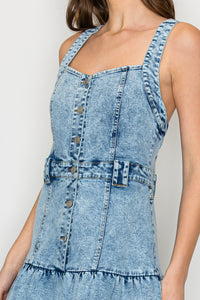 BOHO PREMIUM DENIM TIERED DRESS W3328DIA