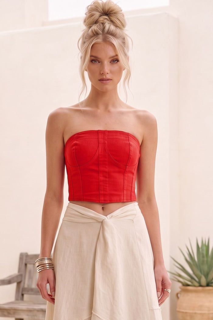 BUSTIER CROPPED DENIM W1493TIC