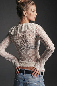 LONG SLEEVE BOHO LACE TOP W1585TIA