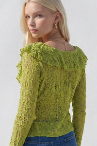 LONG SLEEVE BOHO LACE TOP W1585TIA