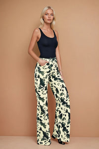 STRAIGHT FIT COW PRINT DENIM JEANS WITH STRETCH W2415PIA