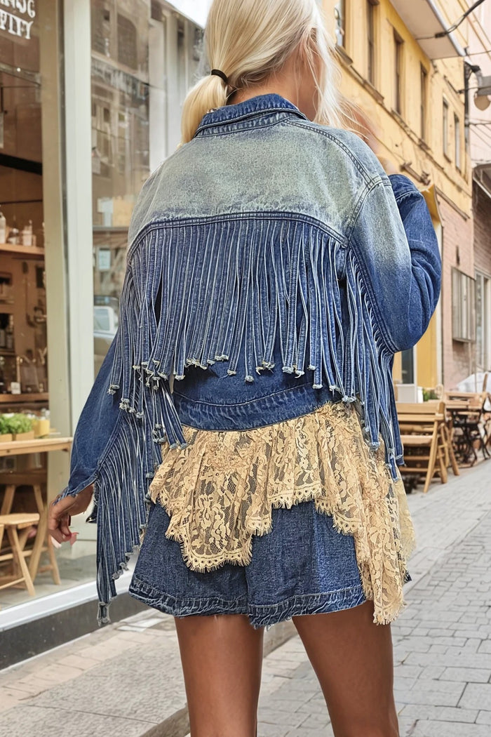 PREMIUM FRINGED DENIM JACKET W6151JIA