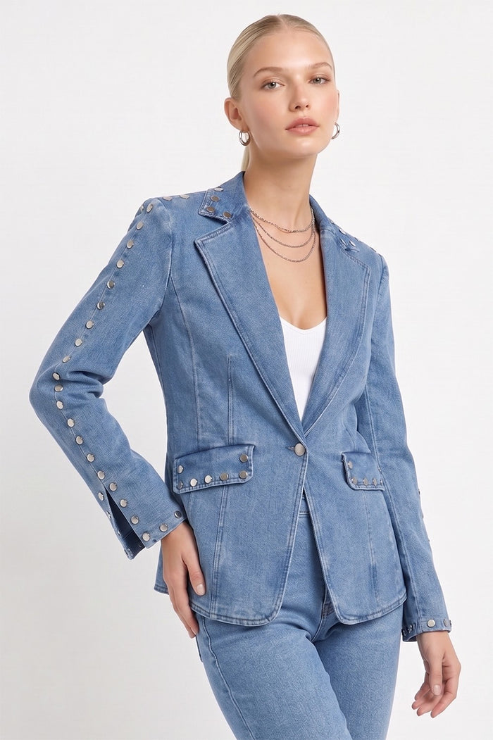 DOME STUDDED DENIM BLAZER W6441JIA
