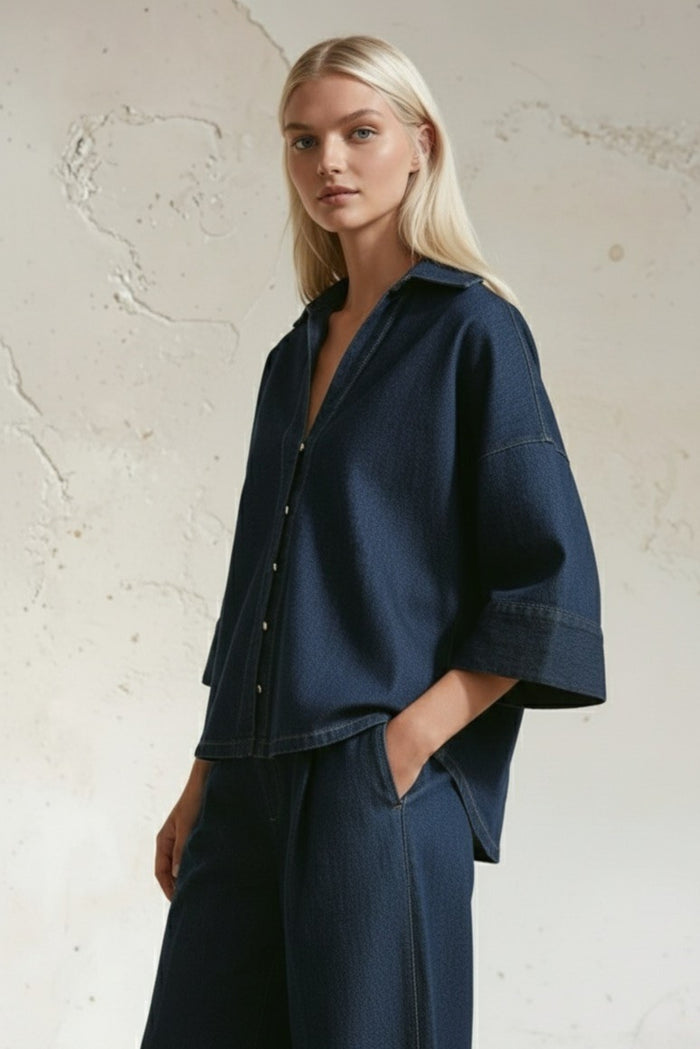 OVERSIZED DENIM SHIRTING W1514TIB
