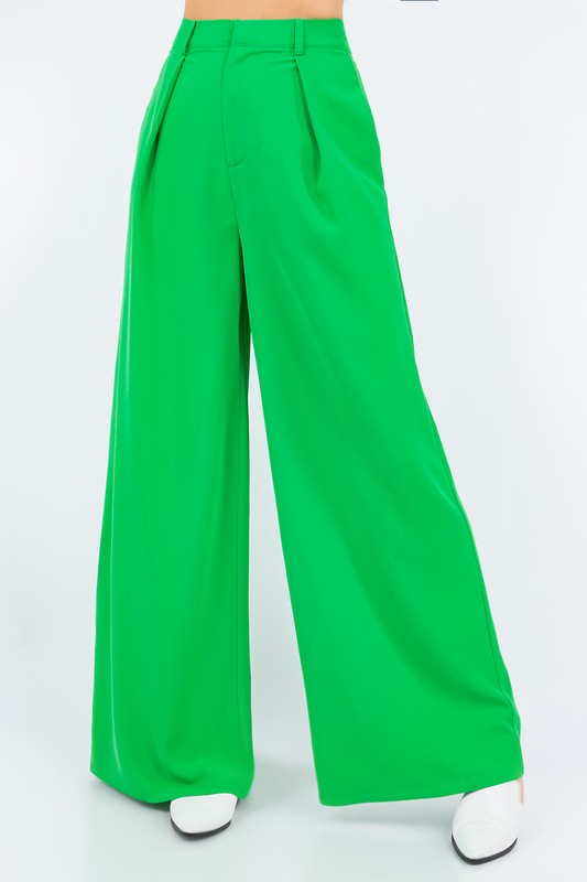 FLOWY WIDE LEG LINEN TROUSER PANTS W2315PIB